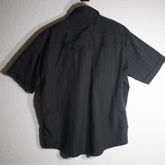 Ely Cattleman Western Pearl Snap Shirt Men L 16.5 Black Stripe Short Sleeve - Picture 7 of 9